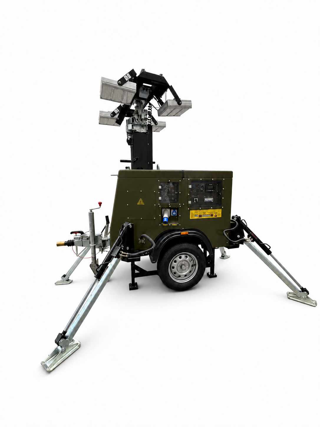 Diesel mobile light tower for construction, mining and roadwork projects