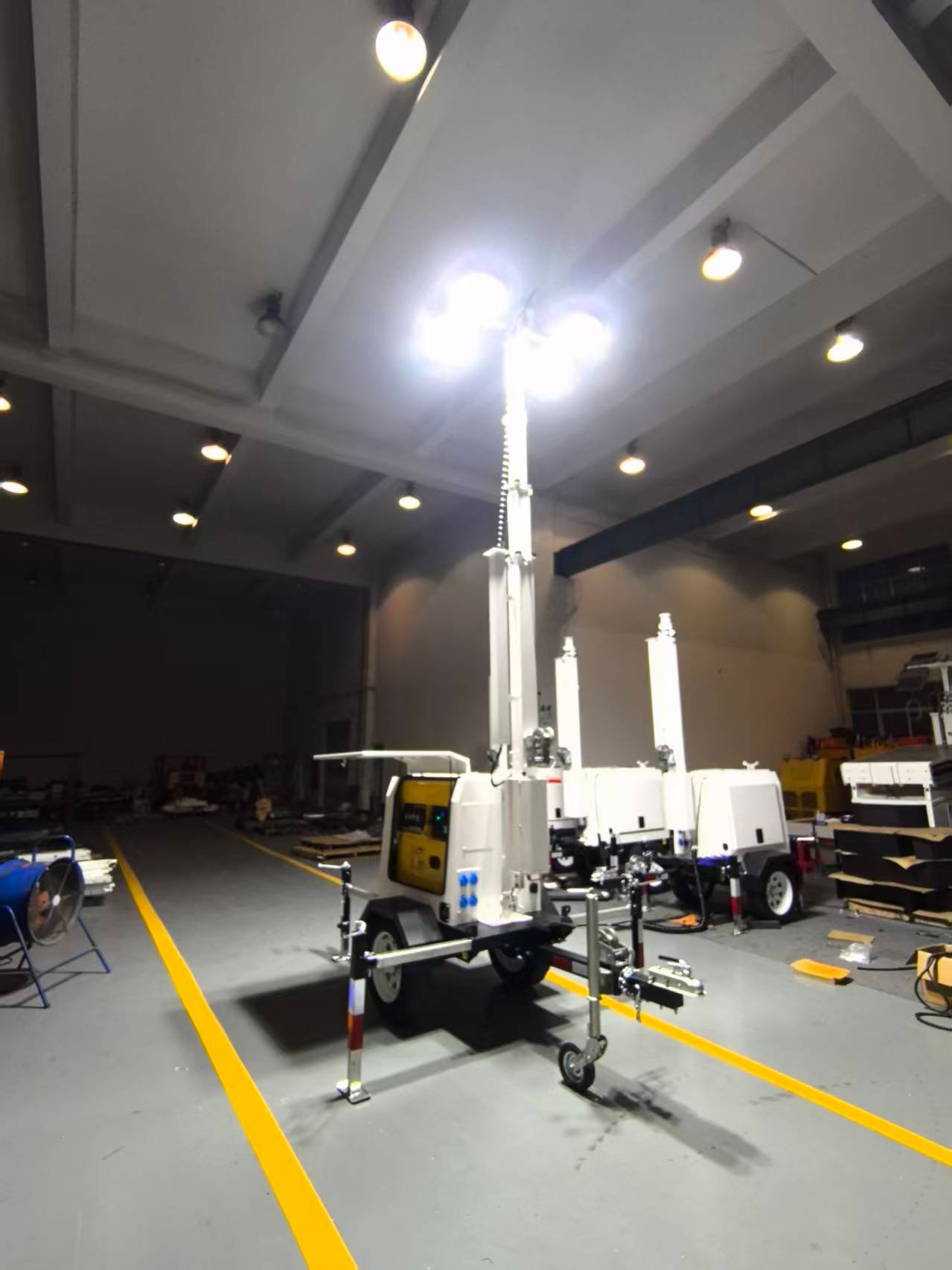LUMTA mobile light tower operating in the factory
